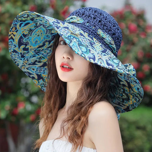 Women Hat Ethnic Style Sun Hat for Women With UV Protection And Wide Brim Great Outdoor Activities Sun Cap Beach Hat for Women - PratSN