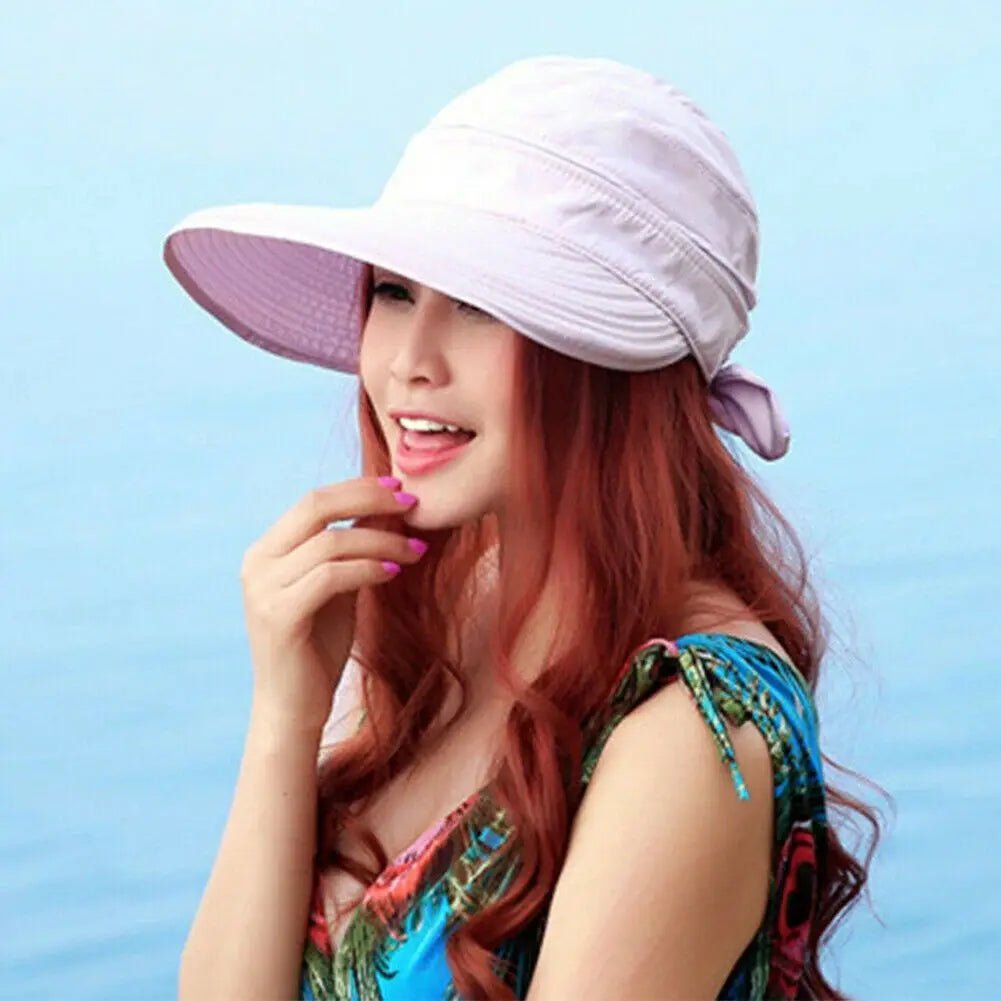 Women Ladies Outdoor Cap Anti - UV Summer Visor Sun Hat Wide Brim Beach Hat - PratSN