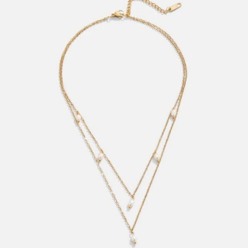 Women's 18K Gold - plated Natural Pearl Double - layer Twin Necklace - PratSN