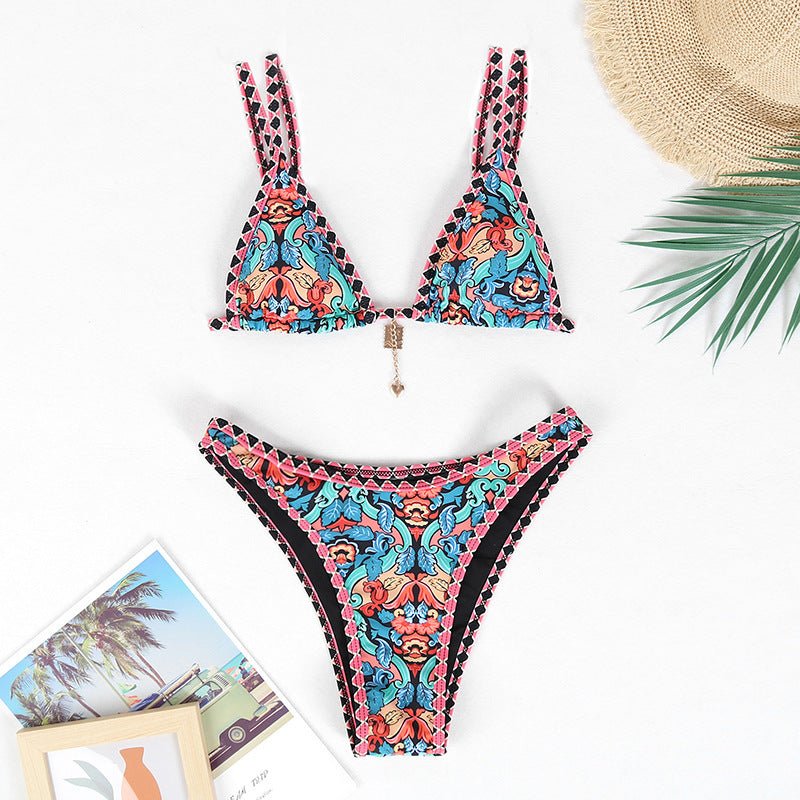 Women's 4 - color Printed Swimwear Bikini Dress - PratSN
