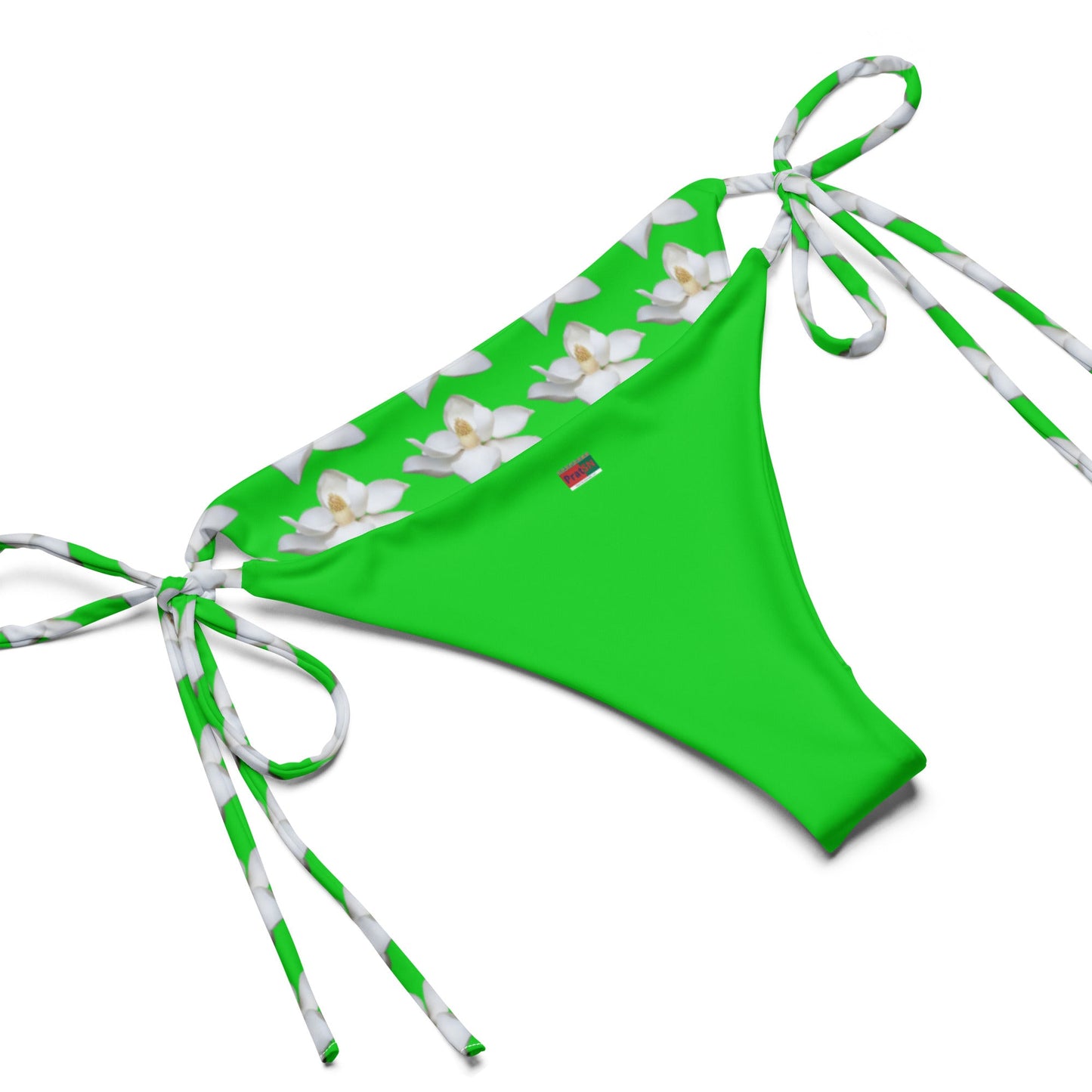 Women's All - over pri string bikini, Green White Floral Swimwear, Floral Bikini, Cute Summer Bikini - PratSN