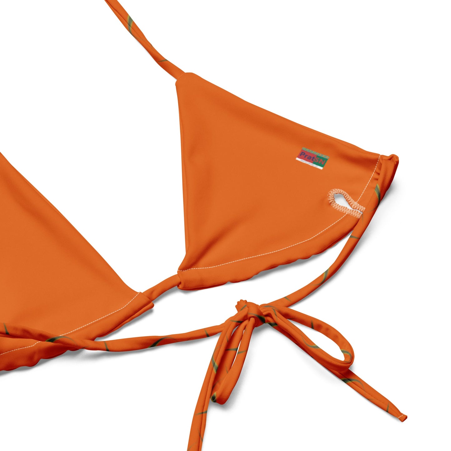 Women's All - over print recycled string bikini, Orange White Bikini, Floral Bikini, Cute Summer Bikini - PratSN