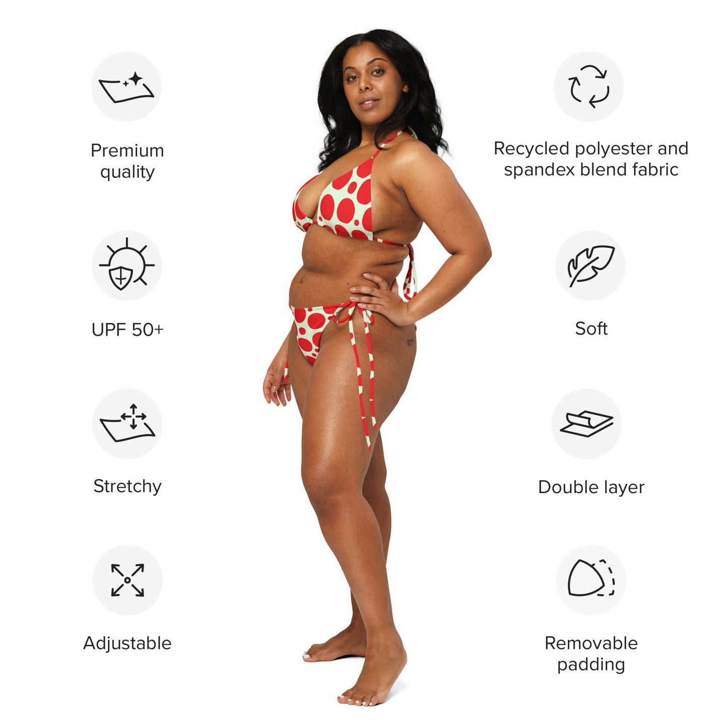 Women's all - over print string bikini, cute Summer Bikini - PratSN