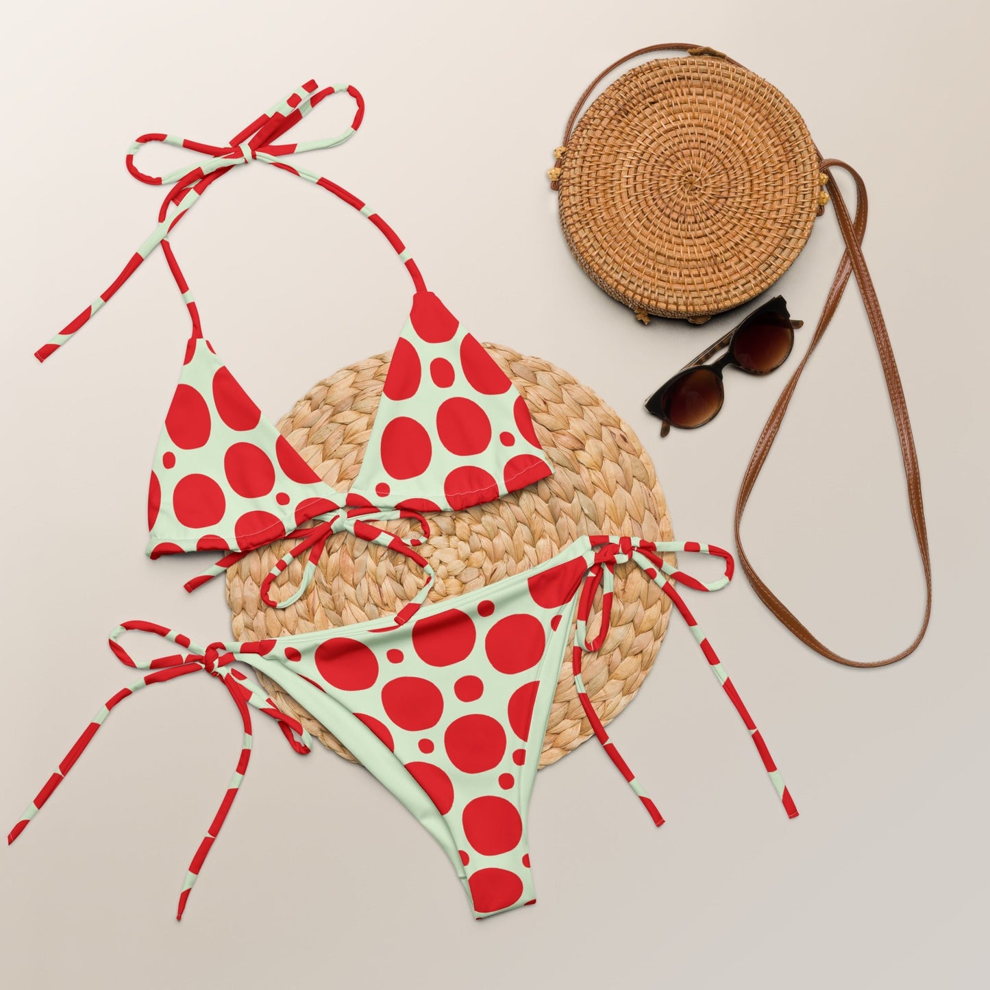 Women's all - over print string bikini, cute Summer Bikini - PratSN
