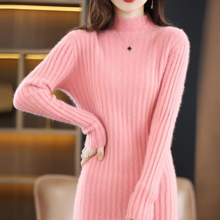 Women's Autumn And Winter Cashmere Sweater Half Turtleneck Slim Fit Slimming - PratSN