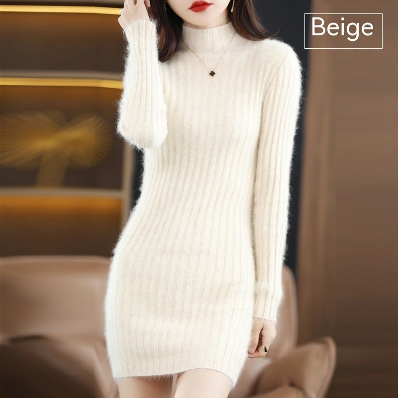 Women's Autumn And Winter Cashmere Sweater Half Turtleneck Slim Fit Slimming - PratSN