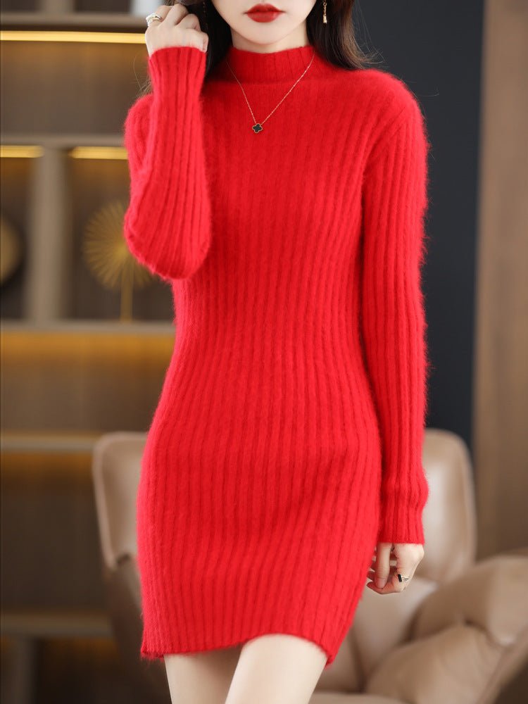 Women's Autumn And Winter Cashmere Sweater Half Turtleneck Slim Fit Slimming - PratSN