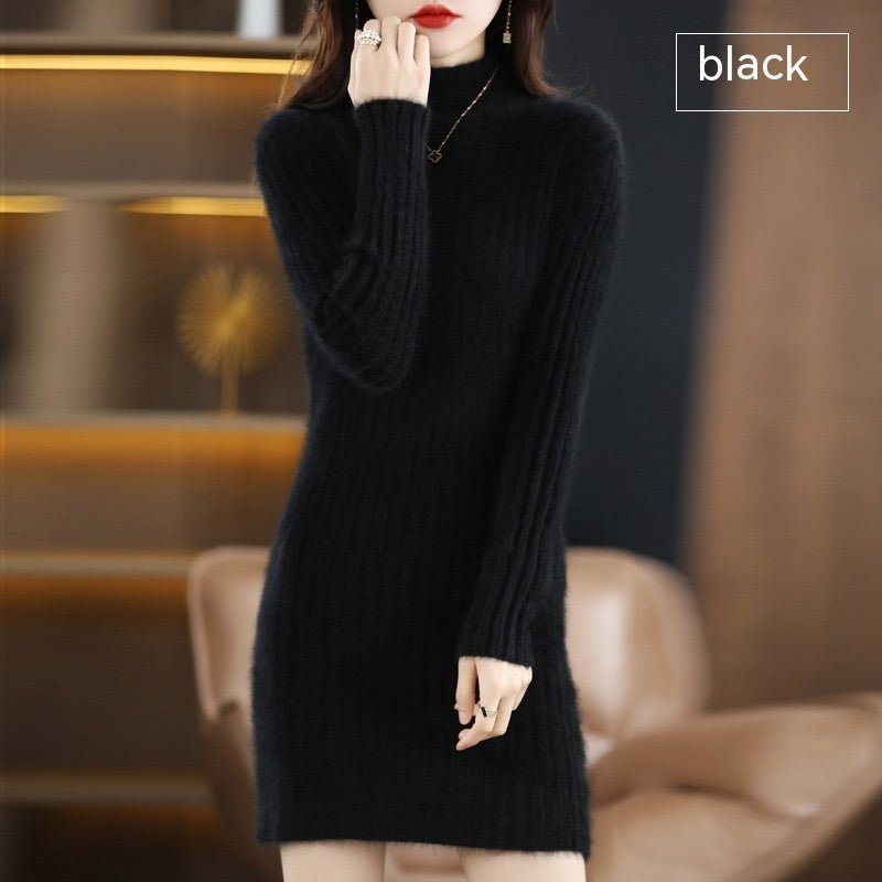 Women's Autumn And Winter Cashmere Sweater Half Turtleneck Slim Fit Slimming - PratSN