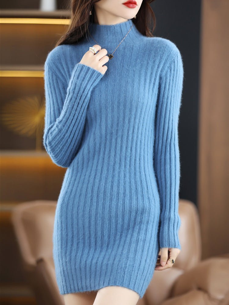 Women's Autumn And Winter Cashmere Sweater Half Turtleneck Slim Fit Slimming - PratSN