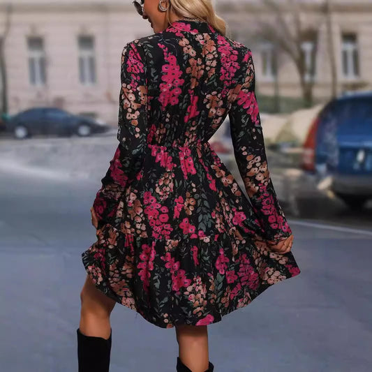 Women's Autumn Elegant New Printed Shirt Dress - PratSN