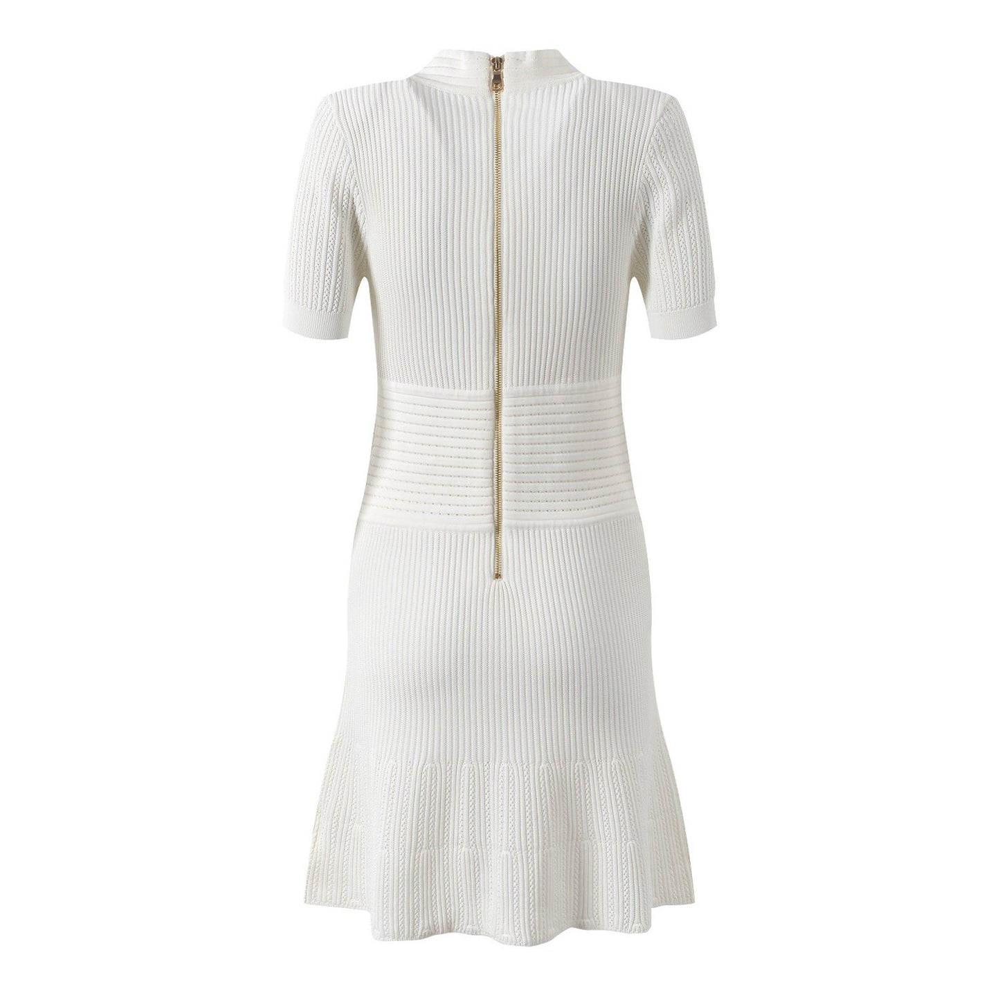 Women's Autumn Light Luxury Metal Buckle V - neck Knitted Dress - PratSN