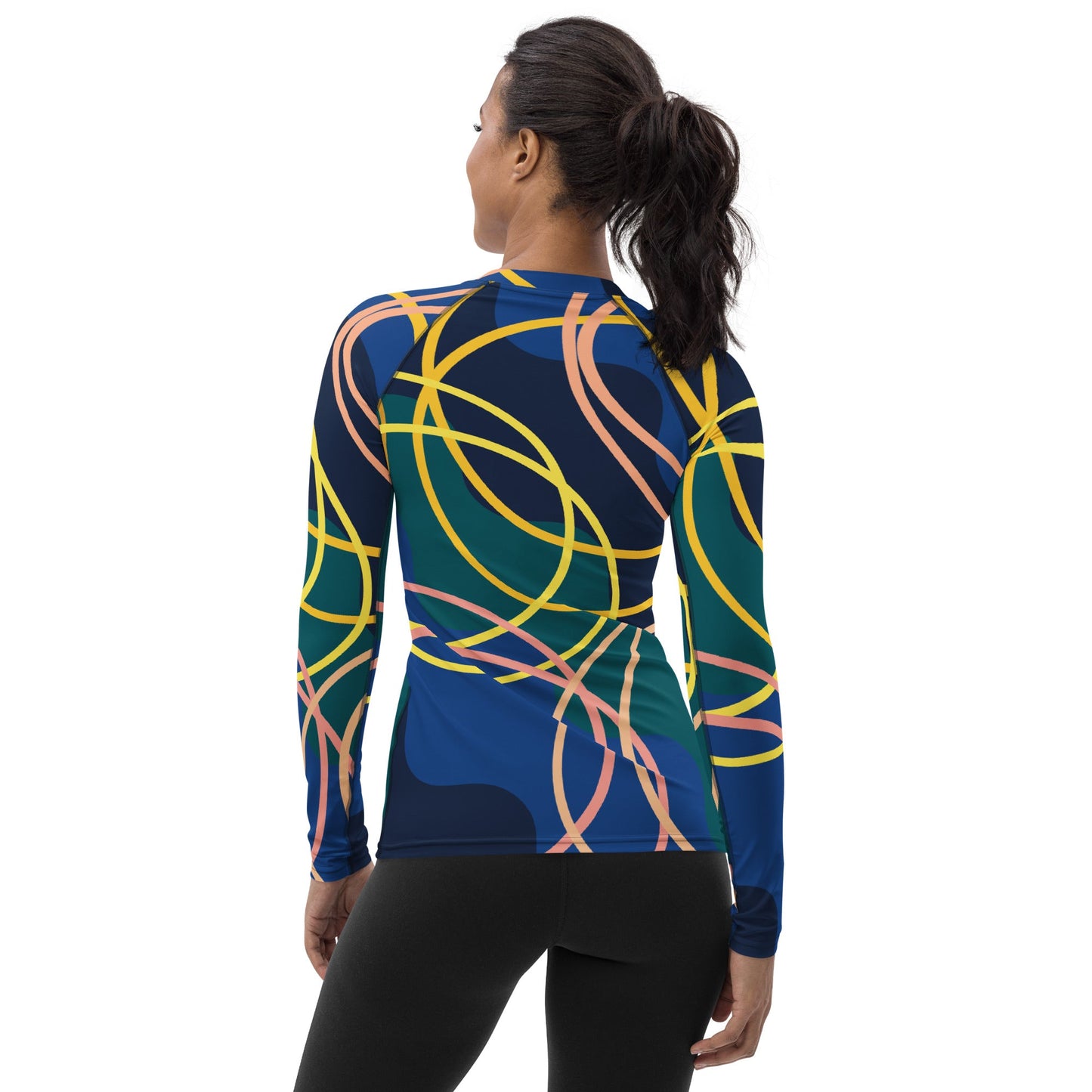 Women's blue - green - yellow abstract Rash Guard - PratSN