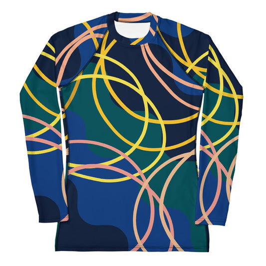 Women's blue - green - yellow abstract Rash Guard - PratSN