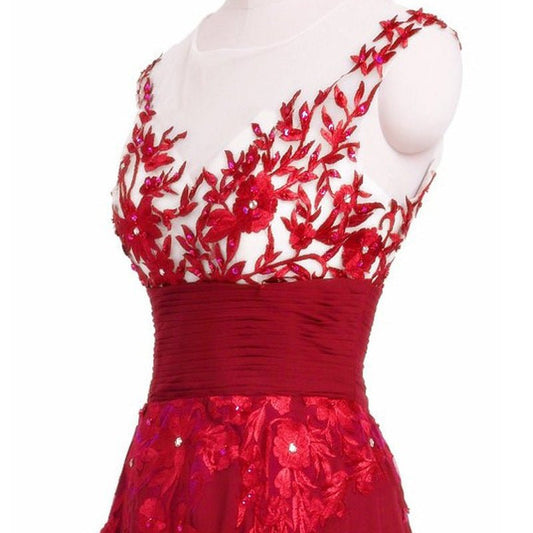 Women's Blue Lace Flower Mirror Backless Wedding Bride Bridal Gown Dinner Party Stage Host Dress - PratSN