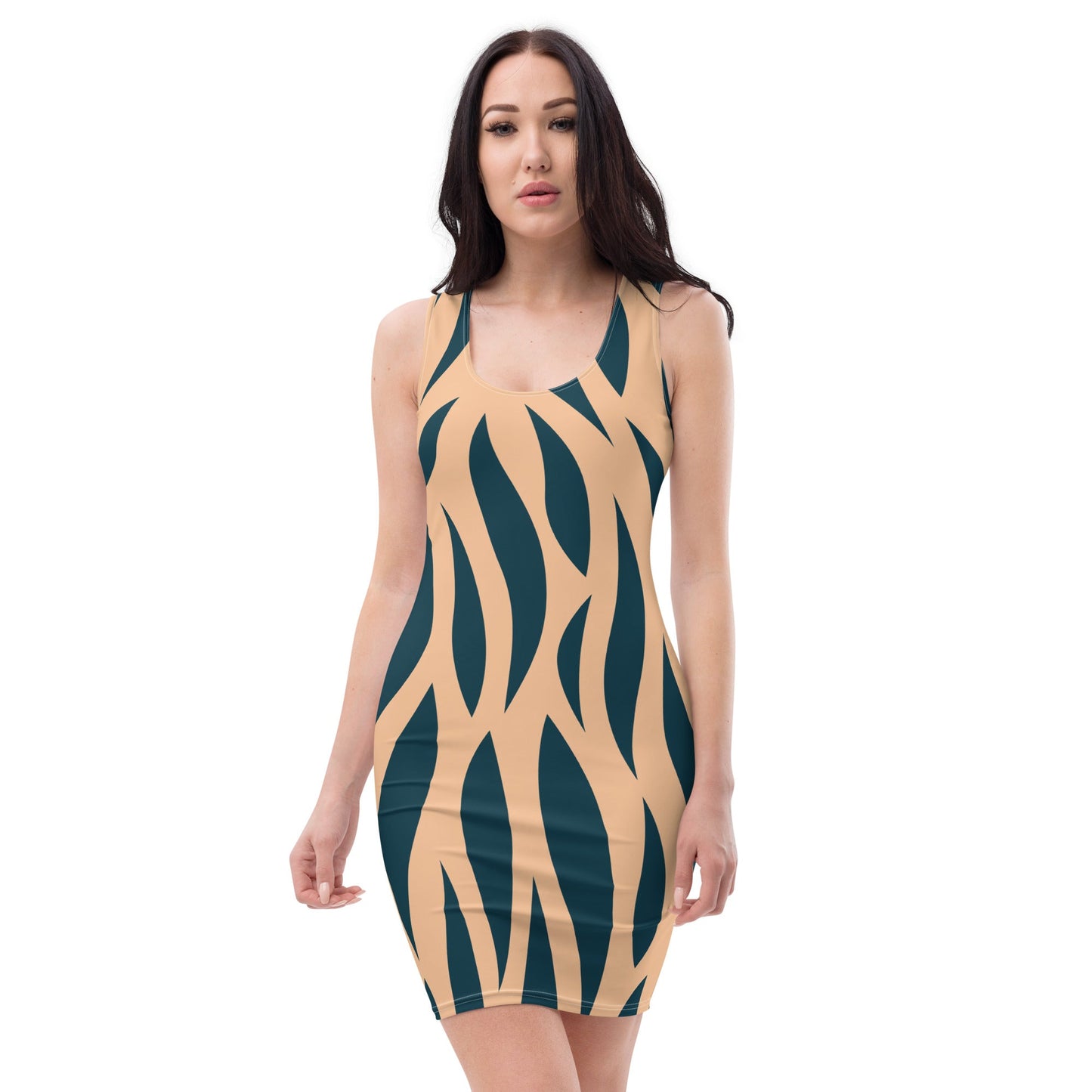 Women's Bodycon dress, Abstract Pattern Dark Blue Pencil Dresses, Body hugging fit tank top dress, elegant bodycon, sleeveless dress for your favorite party, summer and spring dress - PratSN