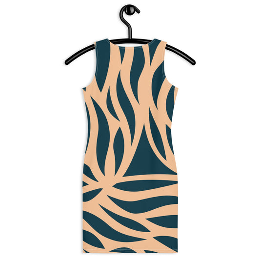 Women's Bodycon dress, Abstract Pattern Dark Blue Pencil Dresses, Body hugging fit tank top dress, elegant bodycon, sleeveless dress for your favorite party, summer and spring dress - PratSN