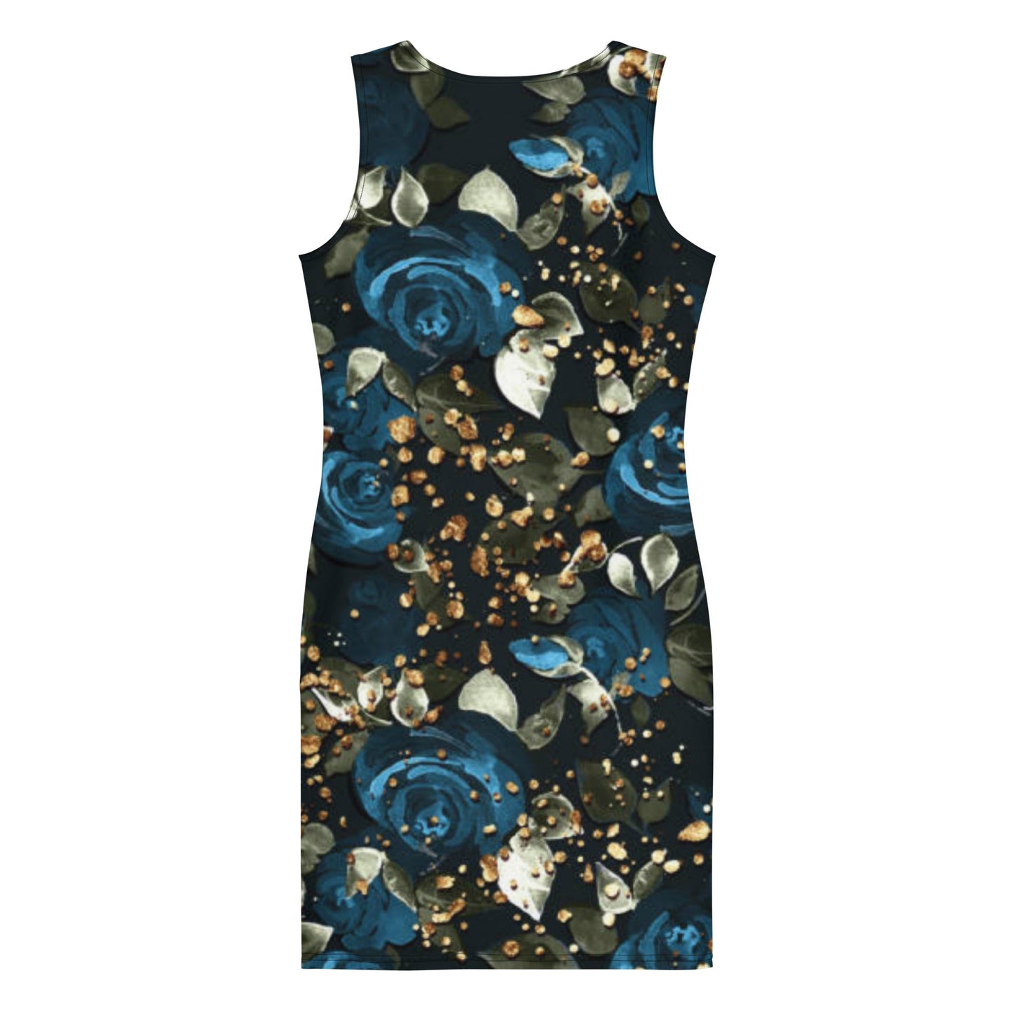 Women's Bodycon dress, Black Sherpa blue Floral Pencil Dresses, Body hugging fit tank top dress, elegant bodycon, sleeveless dress for your favorite party, summer and spring dress - PratSN