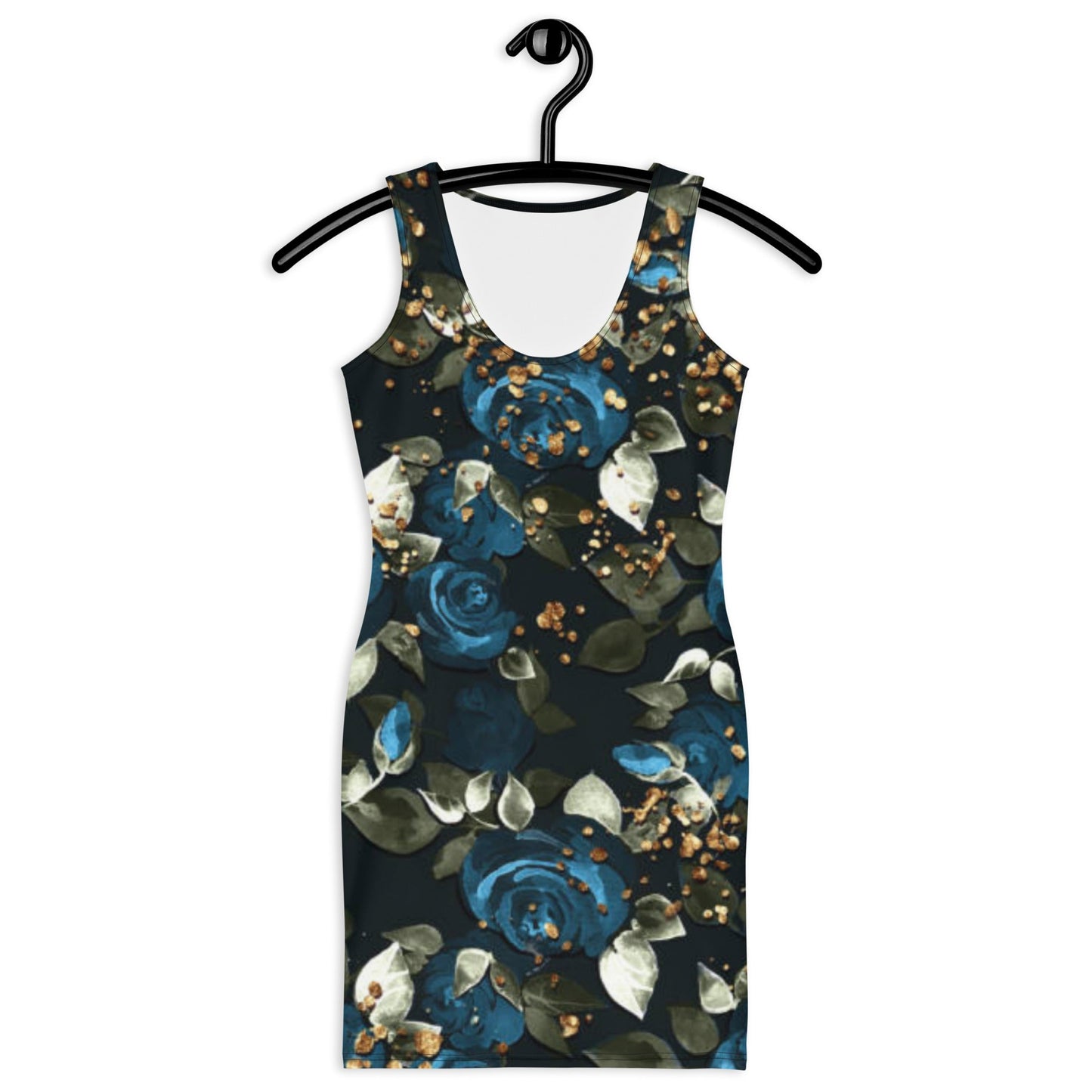 Women's Bodycon dress, Black Sherpa blue Floral Pencil Dresses, Body hugging fit tank top dress, elegant bodycon, sleeveless dress for your favorite party, summer and spring dress - PratSN