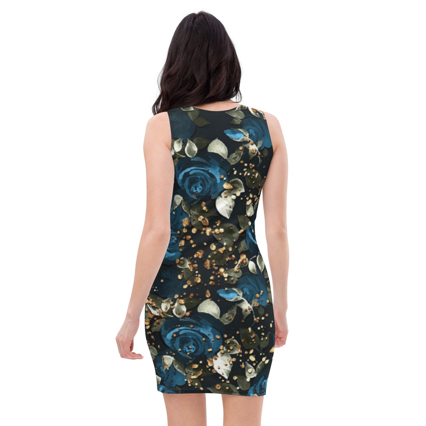 Women's Bodycon dress, Black Sherpa blue Floral Pencil Dresses, Body hugging fit tank top dress, elegant bodycon, sleeveless dress for your favorite party, summer and spring dress - PratSN