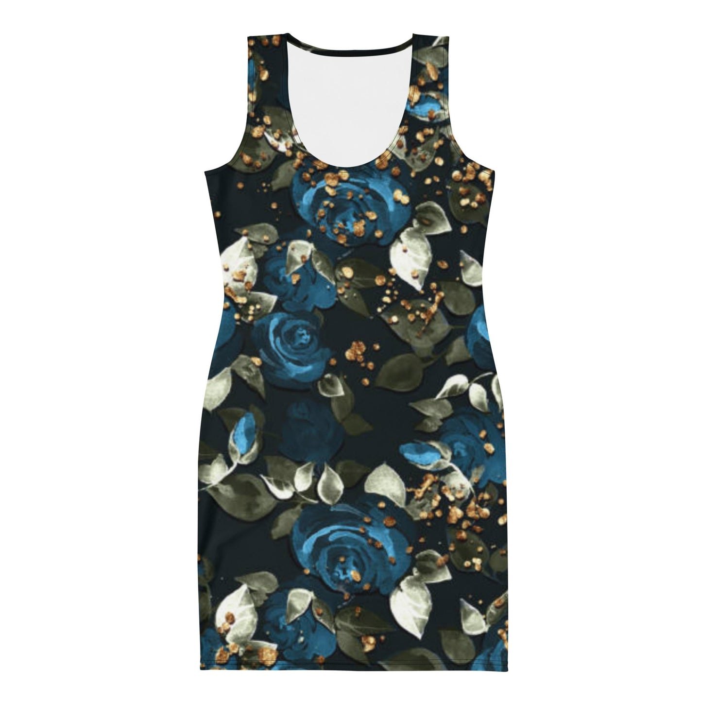 Women's Bodycon dress, Black Sherpa blue Floral Pencil Dresses, Body hugging fit tank top dress, elegant bodycon, sleeveless dress for your favorite party, summer and spring dress - PratSN