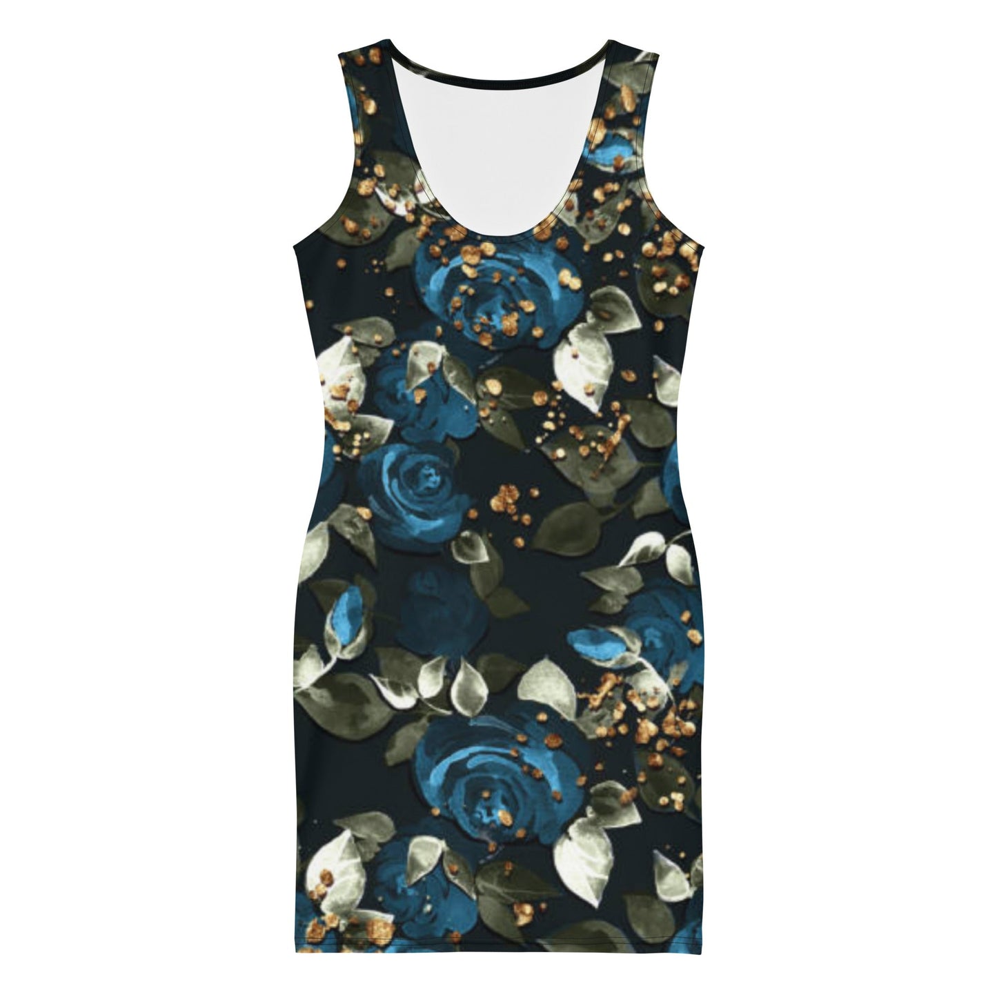 Women's Bodycon dress, Black Sherpa blue Floral Pencil Dresses, Body hugging fit tank top dress, elegant bodycon, sleeveless dress for your favorite party, summer and spring dress - PratSN