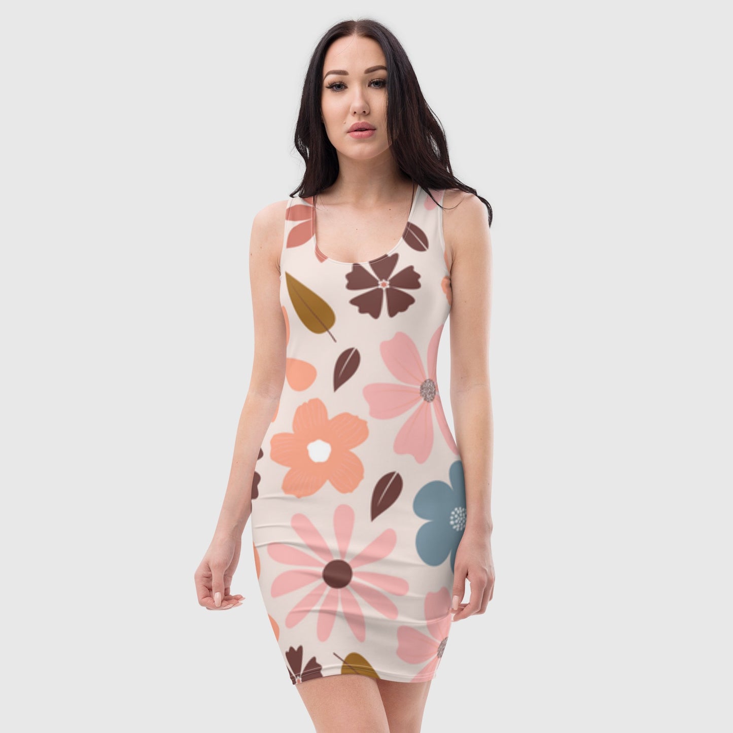 Women's bodycon dress, floral bodycon dress, Tank top dress, elegant bodycon, sleeveless dress for a favorite party - PratSN