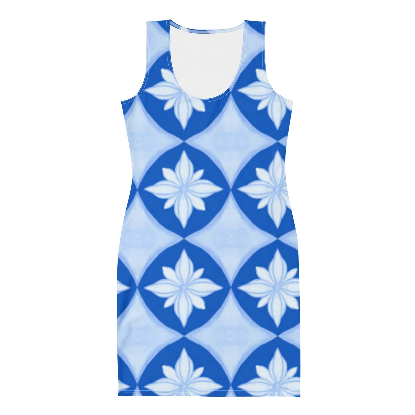 Women's Bodycon dress, Geometric Pattern, Jordy Blue Pencil Dresses, hugging fit tank top dress, elegant bodycon, sleeveless dress for your favorite party, summer and spring dress - PratSN