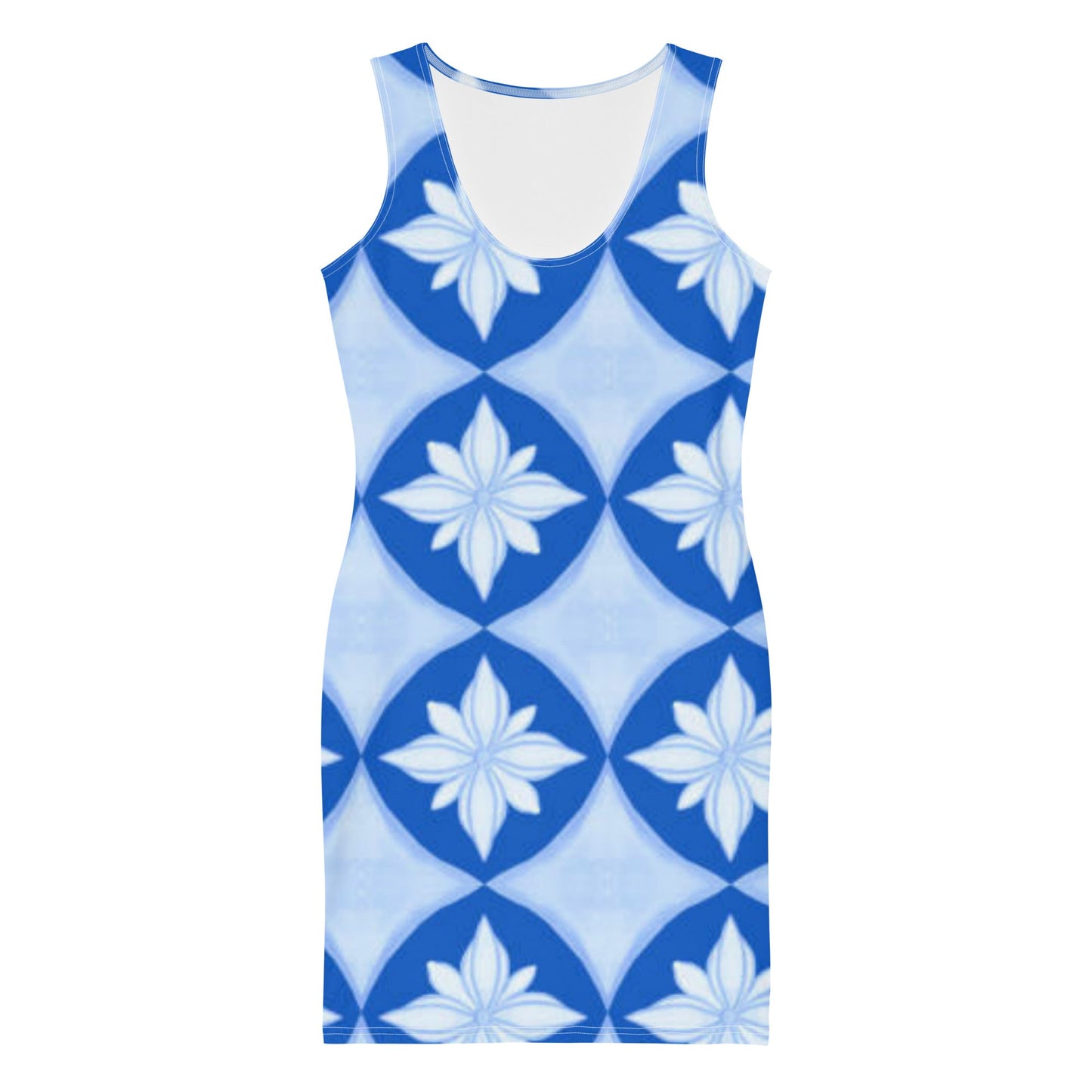 Women's Bodycon dress, Geometric Pattern, Jordy Blue Pencil Dresses, hugging fit tank top dress, elegant bodycon, sleeveless dress for your favorite party, summer and spring dress - PratSN