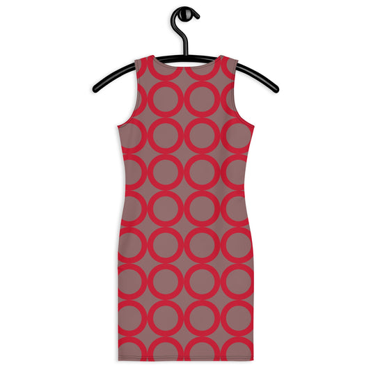 Women's Bodycon dress, Geometric Pattern, Light wood Red Pencil Dresses, Body hugging fit tank top dress, elegant bodycon, sleeveless dress for your favorite party, summer and spring - PratSN