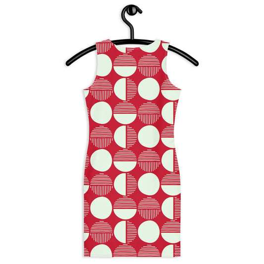 Women's Bodycon dress, Geometric Pattern Pencil Dresses, Red and Honeydew Body hugging fit tank top dress, elegant bodycon, sleeveless dress for your favorite party, summer and spring dress - PratSN