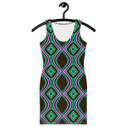 Women's Bodycon dress, Green bodycon dress, Blooming pattern dress, Body hugging fit tank top dress, elegant bodycon, sleeveless dress for your favorite party, summer and spring dress - PratSN