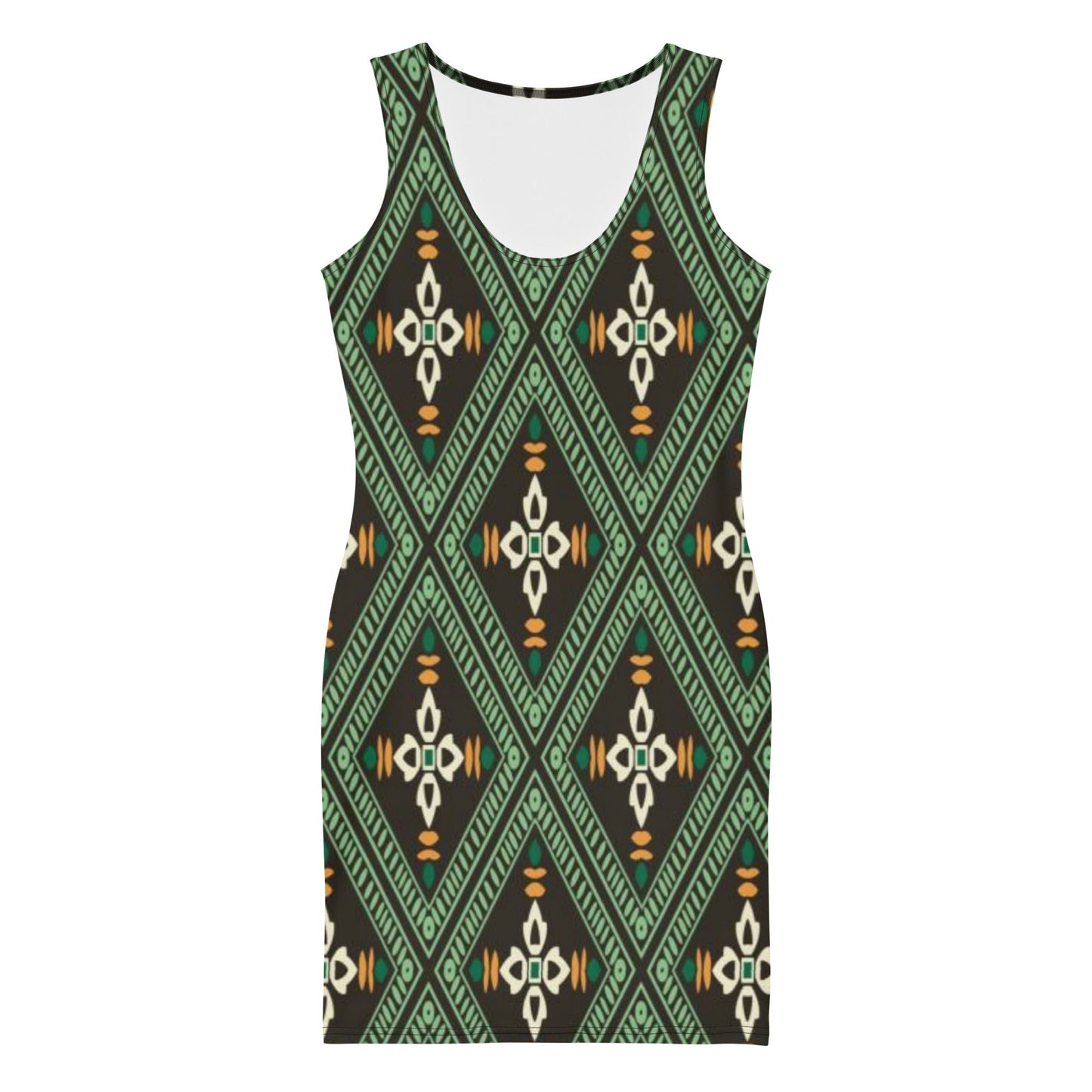 Women's Bodycon dress, Green bodycon dress, Blooming pattern dress, Body hugging fit tank top dress, elegant bodycon, sleeveless dress for your favorite party, summer and spring dress - PratSN