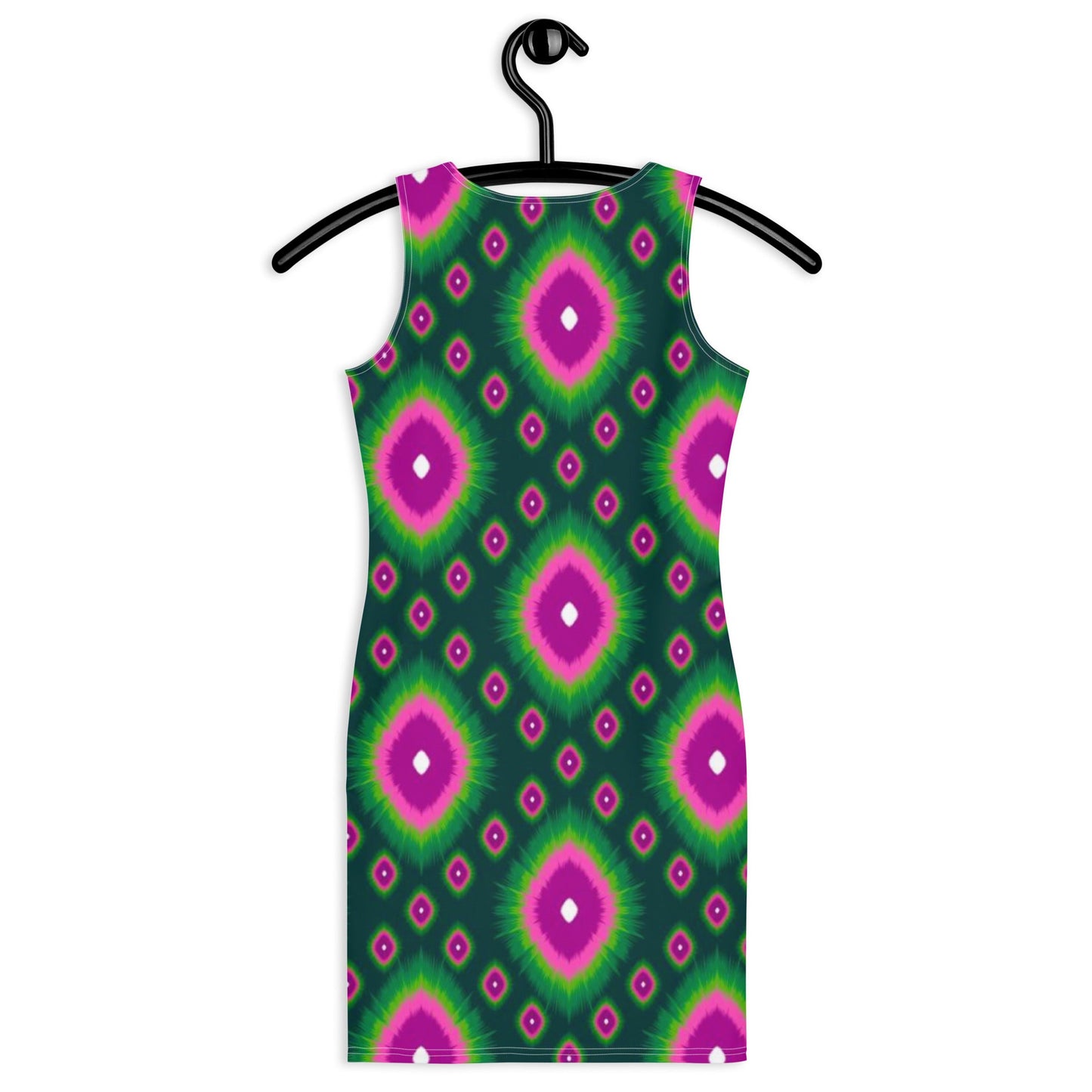 Women's Bodycon dress, Green Pink bodycon dress, Blooming pattern dress, Body hugging fit tank top dress, elegant bodycon, sleeveless dress for your favorite party, summer and spring dress - PratSN