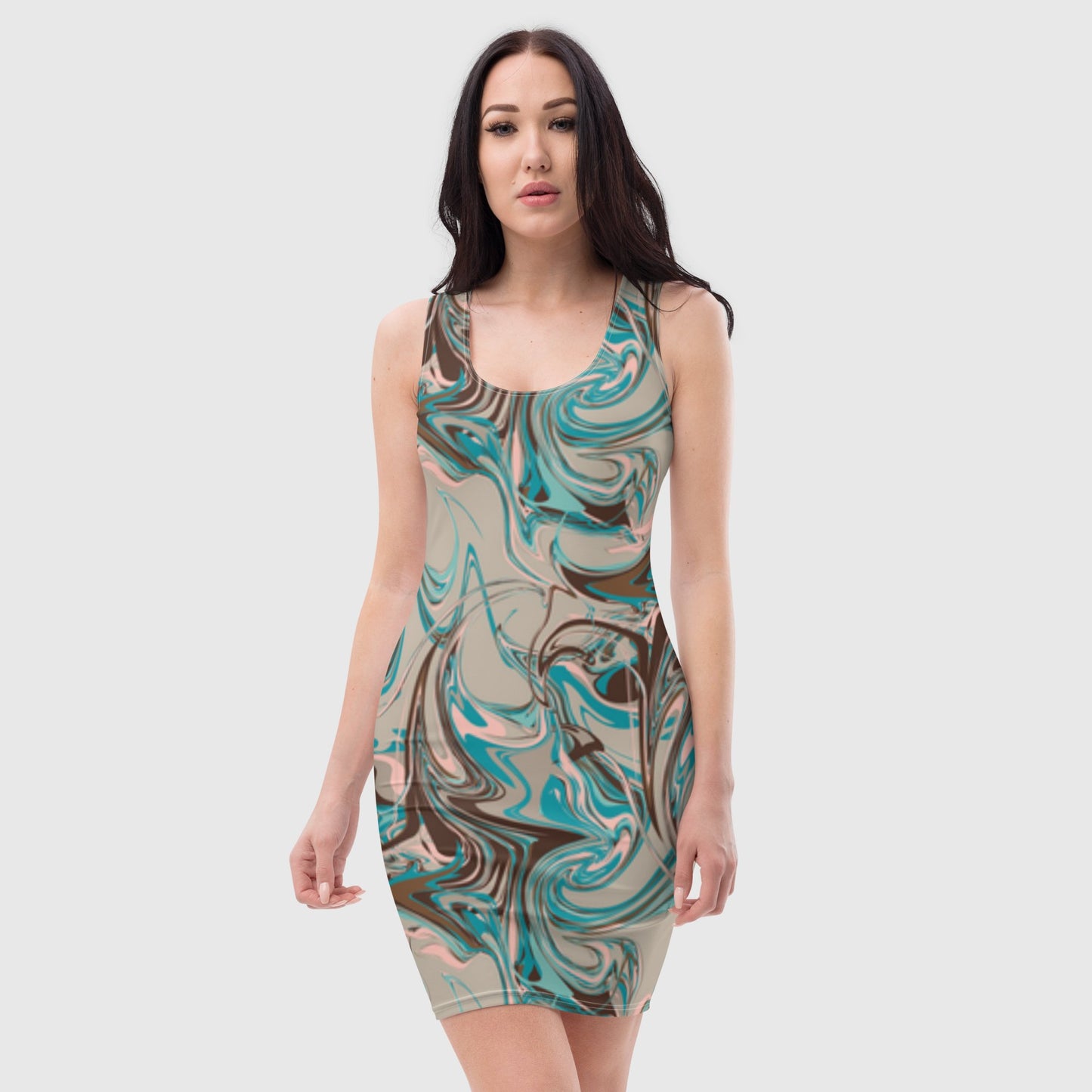 Women's multicolor abstract pattern bodycon dress, tank top dress, elegant bodycon dress for your favorite party - PratSN