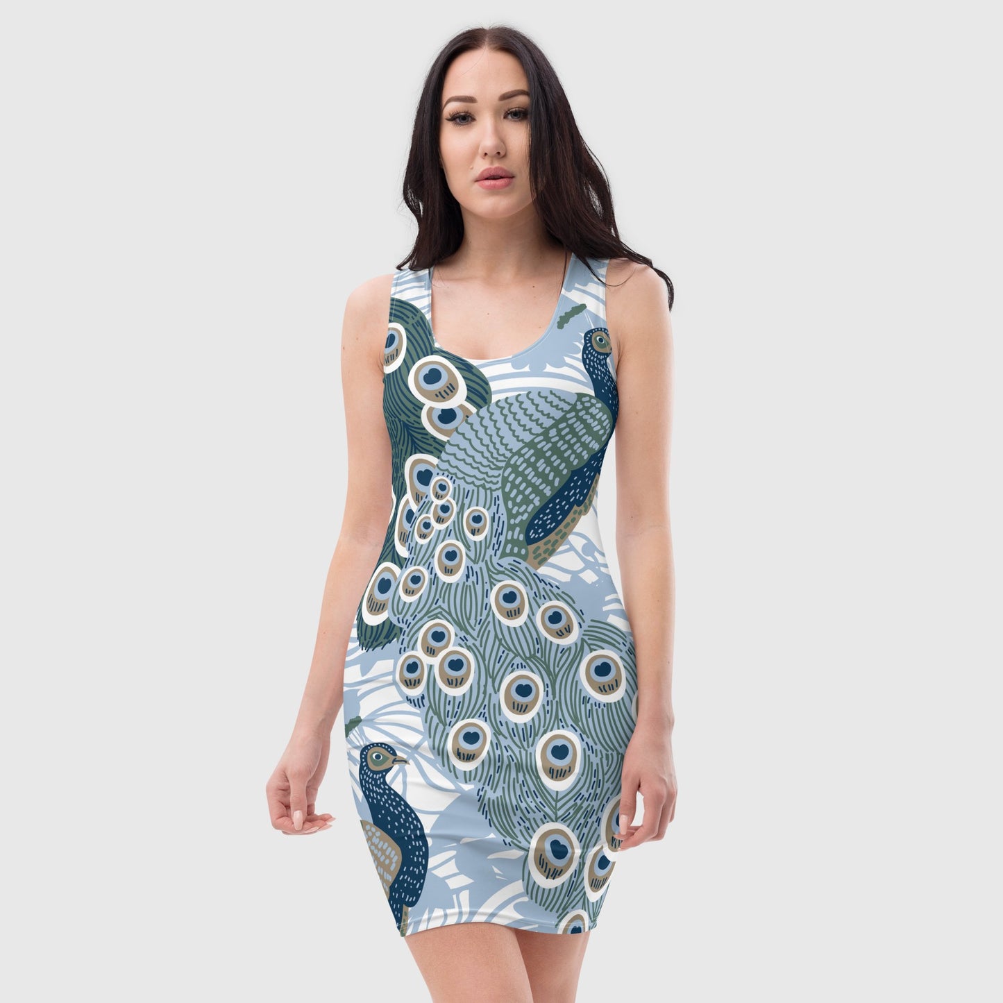 Multicolor women's bodycon dress | Peacock bodycon dress | Tank top dress, sleeveless dress for your favorite party - PratSN