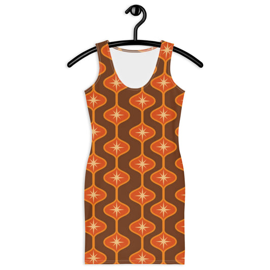 Women's Bodycon dress, Orange and Brown Body hugging fit tank top dress, elegant bodycon, sleeveless dress for your favorite party, summer and spring dress - PratSN