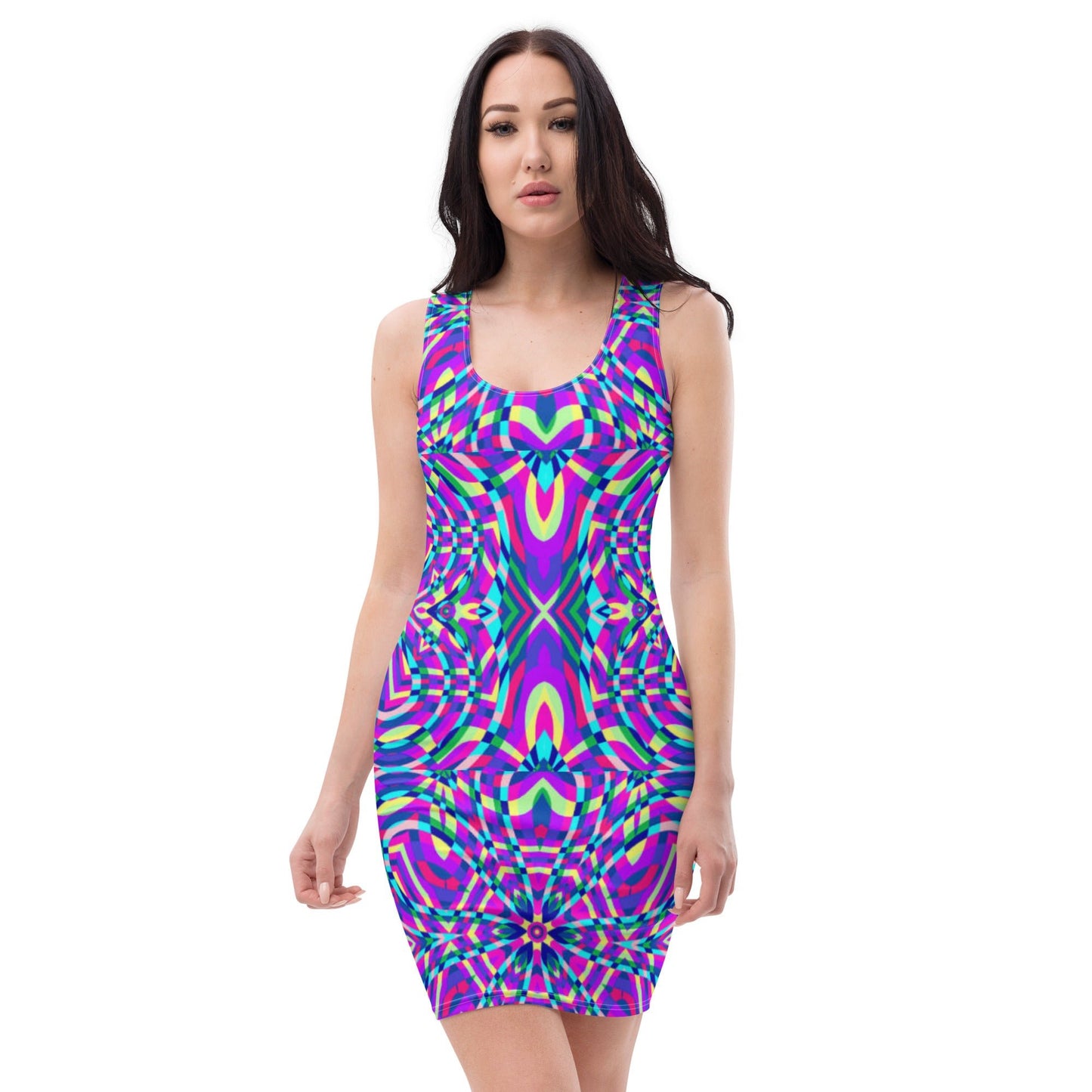 Women's Bodycon dress, Purple bodycon dress, Blooming pattern dress, Body hugging fit tank top dress, elegant bodycon, sleeveless dress for your favorite party, summer and spring dress - PratSN