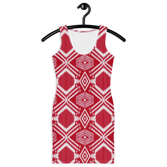 Women's Bodycon dress, Red bodycon dress, Blooming pattern dress, Body hugging fit tank top dress, elegant bodycon, sleeveless dress for your favorite party, summer and spring dress - PratSN