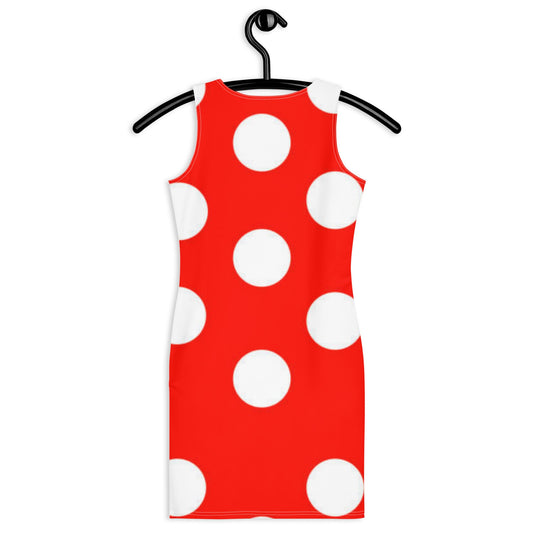 Women's Bodycon dress, Red White Polka Dot Pencil Dresses, Body hugging fit tank top dress, elegant bodycon, sleeveless dress for your favorite party, summer and spring dress - PratSN