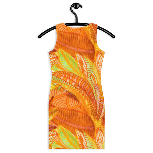 Women's Bodycon dress, Yellow Orange Body hugging fit tank top dress, elegant bodycon, sleeveless dress for your favorite party, summer and spring dress - PratSN