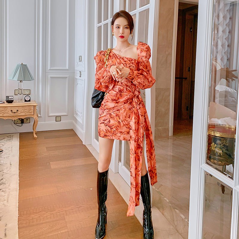 Women's Bow - knot Long - sleeved Hip Dress - PratSN