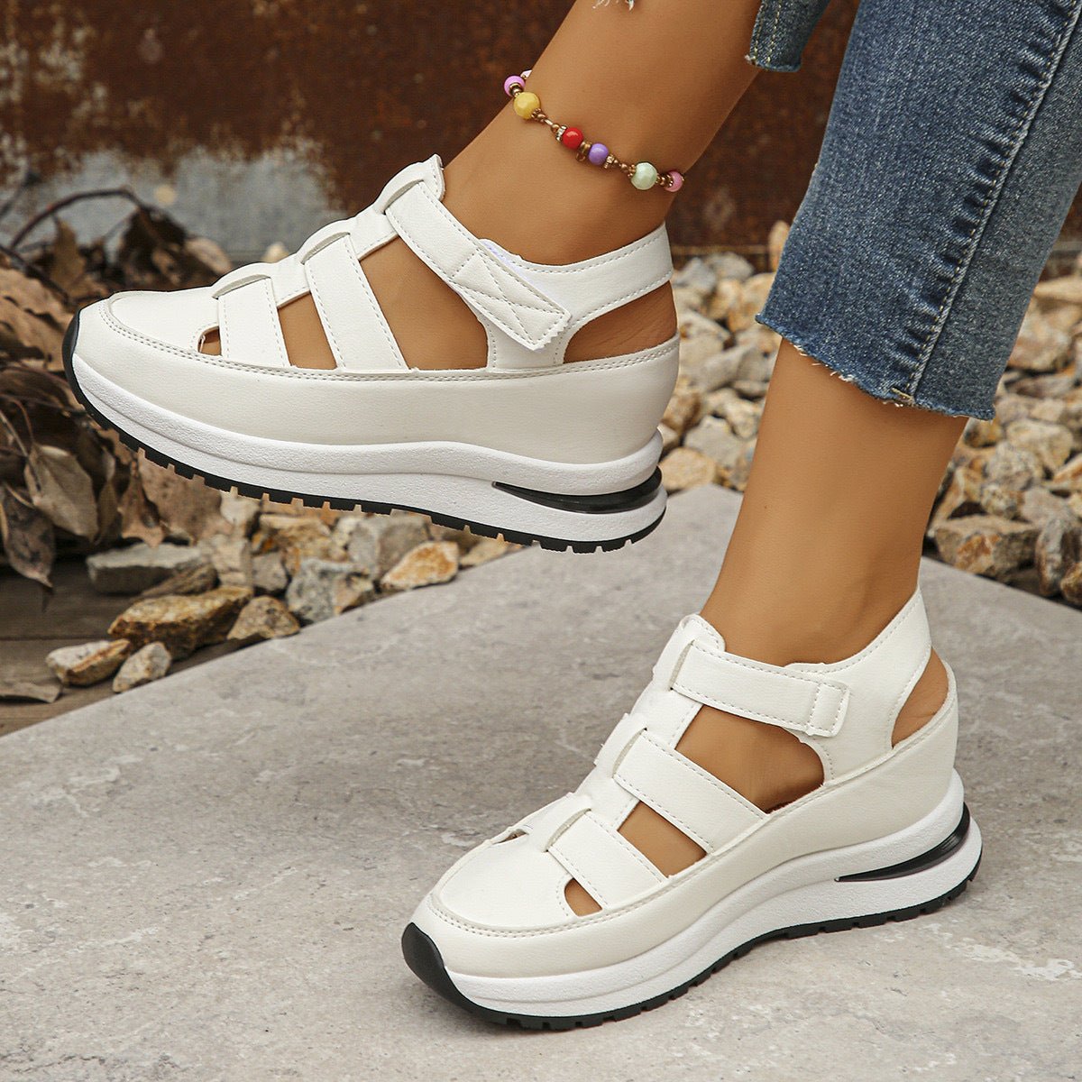 Women's Breathable Shoes Summer Wedge Baotou Hollow - PratSN