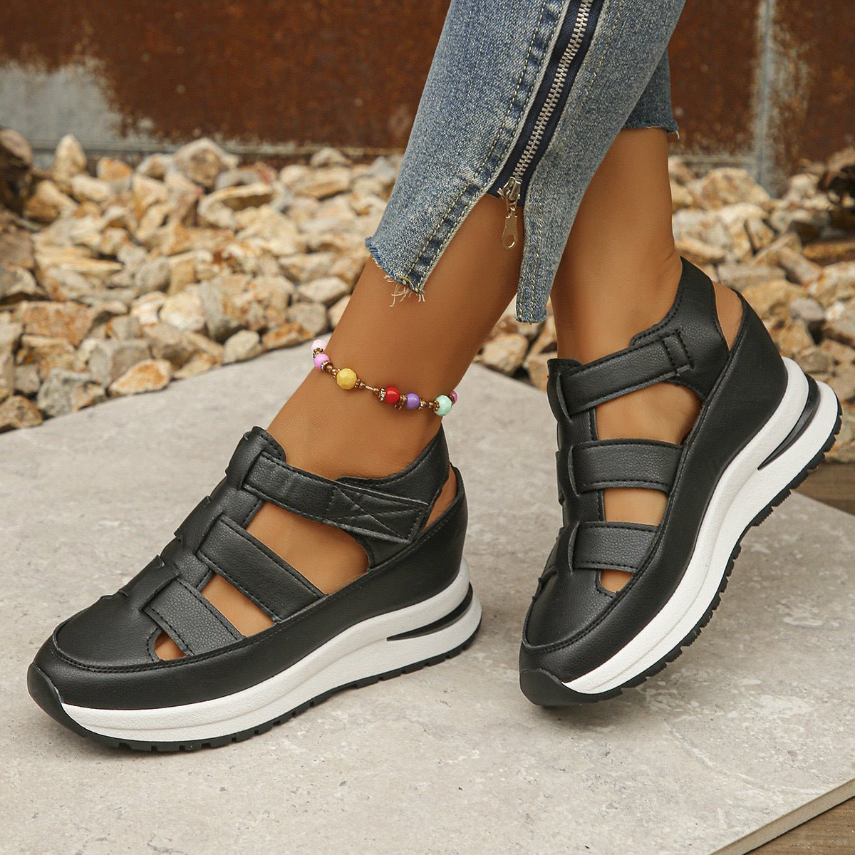 Women's Breathable Shoes Summer Wedge Baotou Hollow - PratSN