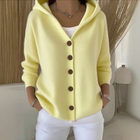 Women's Button Knitted Hooded Sweater Cardigan Coat - PratSN