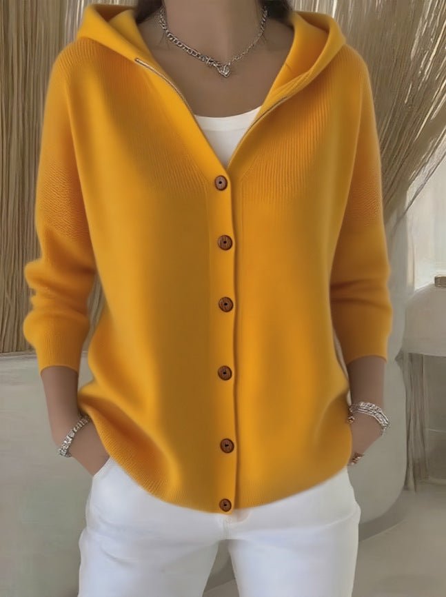 Women's Button Knitted Hooded Sweater Cardigan Coat - PratSN