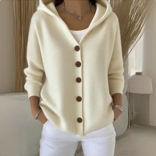 Women's Button Knitted Hooded Sweater Cardigan Coat - PratSN