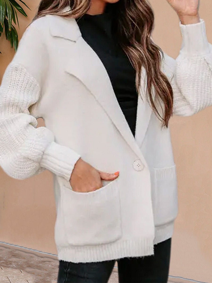 Women's Cardigan Suit Collar Long Sleeve Knitted Fall Winter Fashion Sweater - PratSN