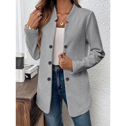 Women's Casual Business Open Front Cardigan Coat Long Sleeve Notch Collar Office Blazer Jacket - PratSN