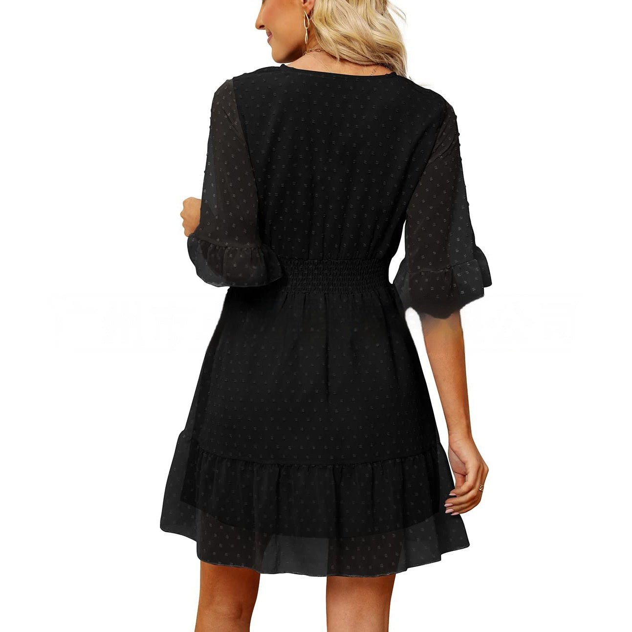 Women's Chiffon Mini Elastic Waist Dress - PratSN