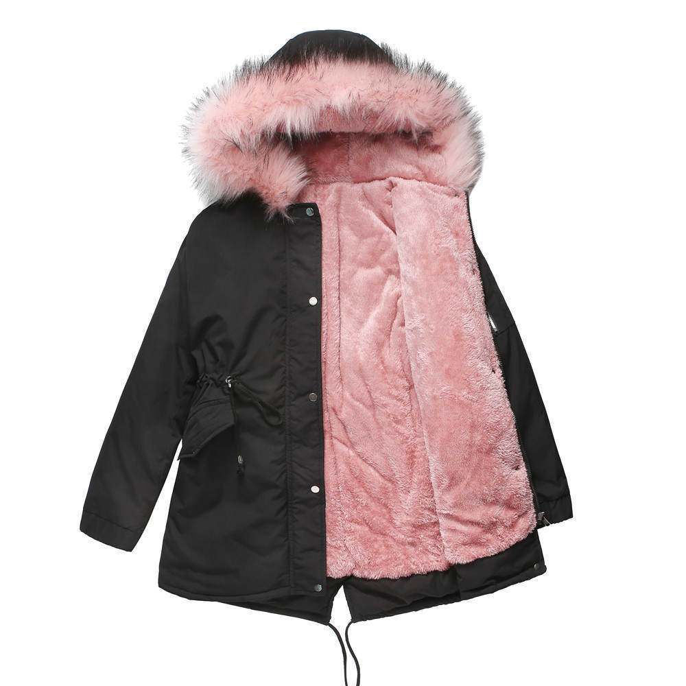Women's Cotton - padded Coat Mid - length Hooded - PratSN
